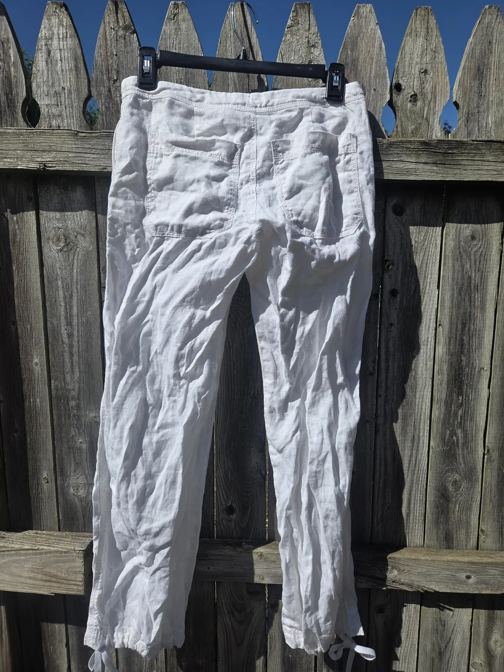 H&M Divided White Drawstring Linen Blend Women's Pants